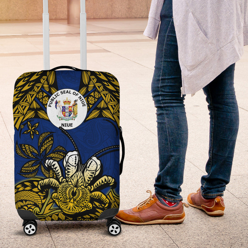 Niue Uga Luggage Cover Tribal Patterns Blue Style