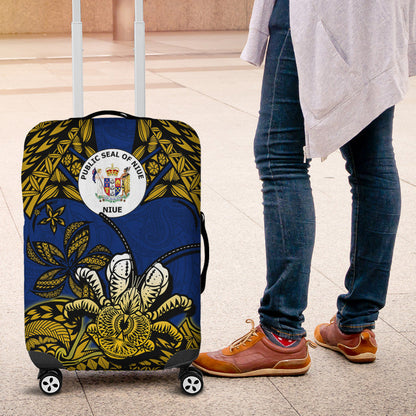 Niue Uga Luggage Cover Tribal Patterns Blue Style