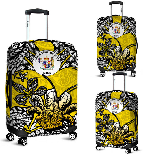 Niue Uga Luggage Cover Tribal Patterns Yellow Style