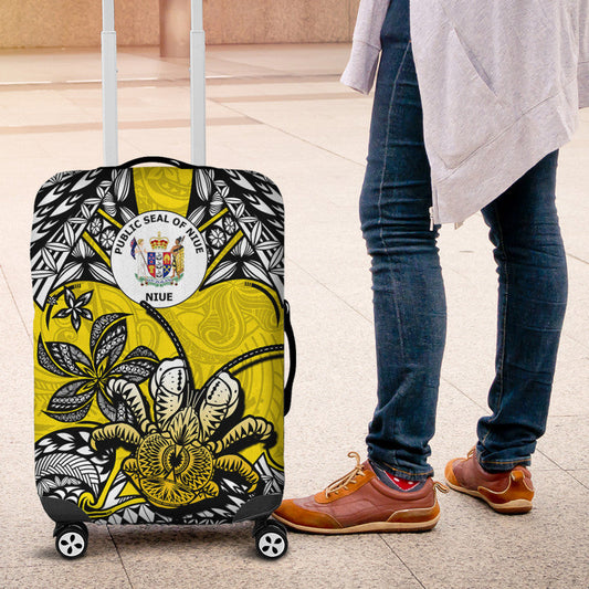 Niue Uga Luggage Cover Tribal Patterns Yellow Style