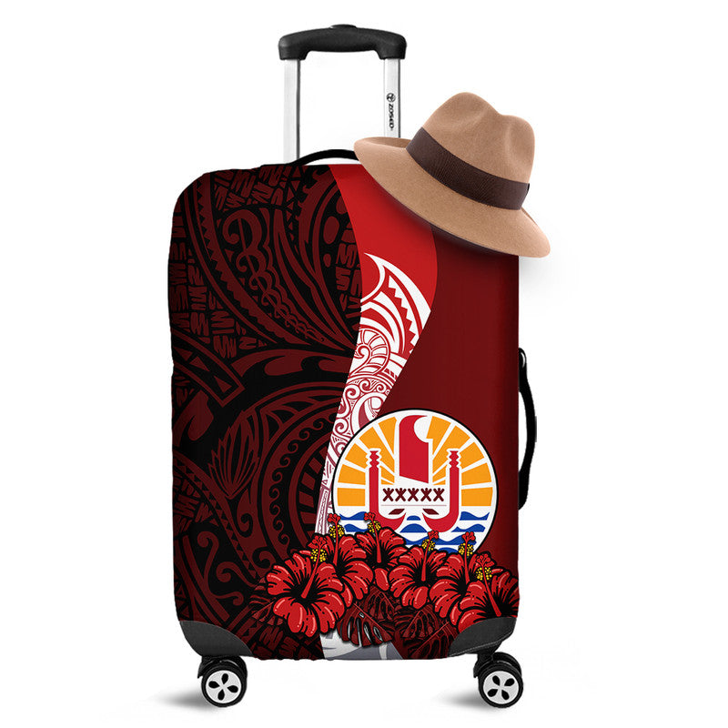 Tahiti Luggage Cover Polynesian Coat Of Arm With Hibiscus