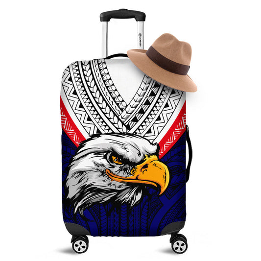 American Samoa Luggage Cover Bald Eagle with Polynesian Pattern