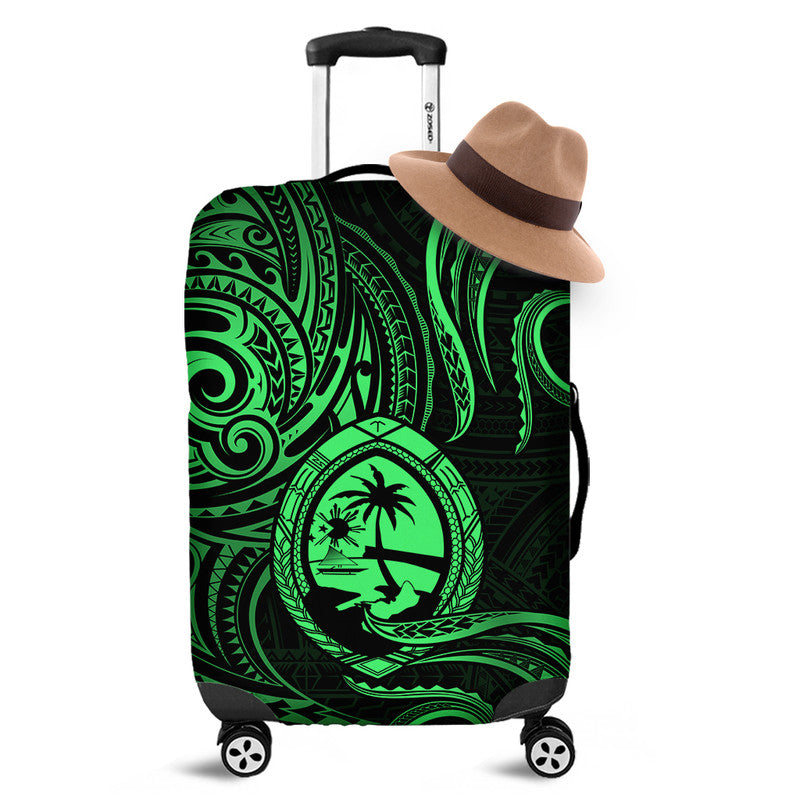 Polynesian Guam With Polynesian Tribal Tattoo and Coat of Arms Luggage Cover Green Version