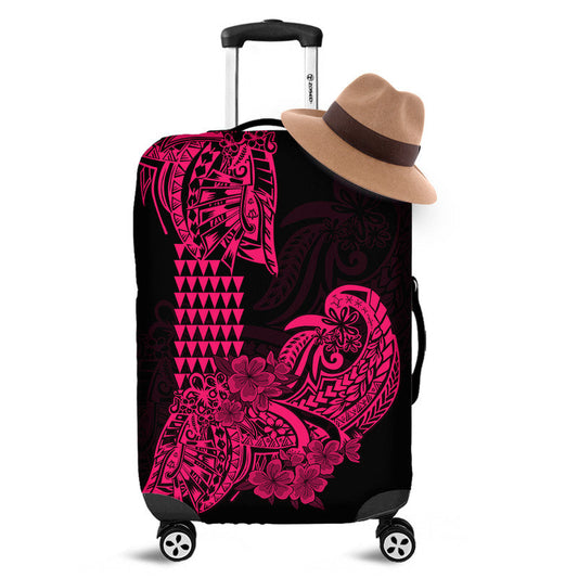 Hawaii Kakau Luggage Cover Polynesian Floral Tribal Pink Version