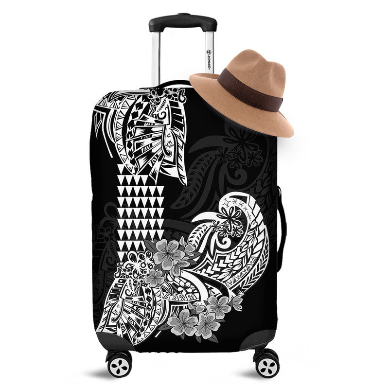 Hawaii Kakau Luggage Cover Polynesian Floral Tribal Black Version