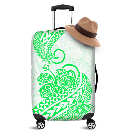 Polynesian Tribal Tattoo Retro Luggage Cover Green Screen Color