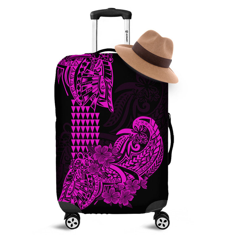 Hawaii Kakau Luggage Cover Polynesian Floral Tribal Purple Version