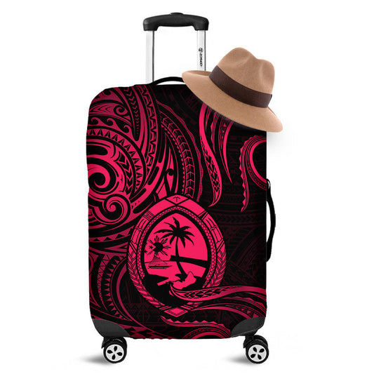Polynesian Guam With Polynesian Tribal Tattoo and Coat of Arms Luggage Cover Pink Version