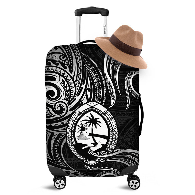 Polynesian Guam With Polynesian Tribal Tattoo and Coat of Arms Luggage Cover Black Version
