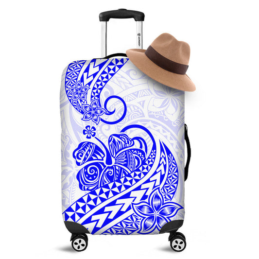 Polynesian Tribal Tattoo Retro Luggage Cover Blue Screen Color