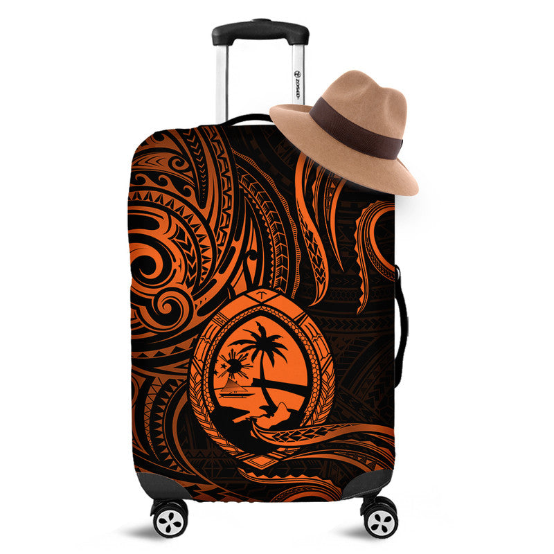 Polynesian Pride Guam With Polynesian Tribal Tattoo and Coat of Arms Luggage Cover Orange Version