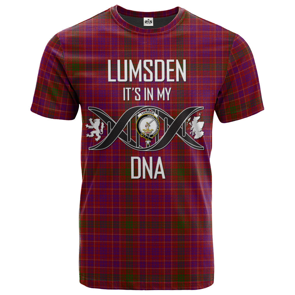 Printivon Lumsden of Clova Clan DNA In Me Tartan Crest T Shirt