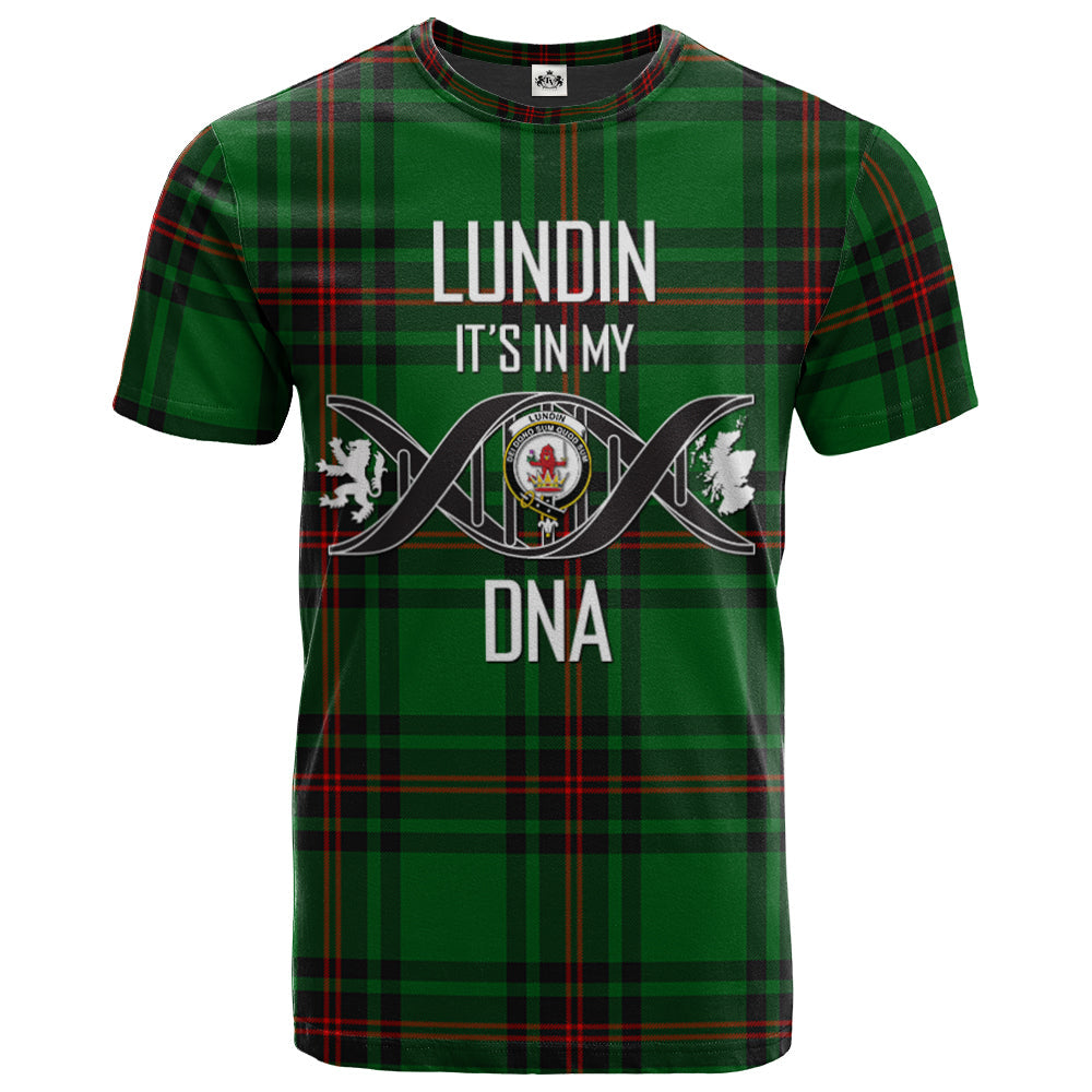 Printivon Lundin Clan DNA In Me Tartan Crest T Shirt