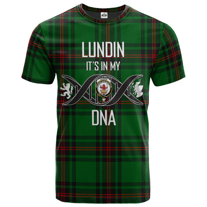 Printivon Lundin Clan DNA In Me Tartan Crest T Shirt