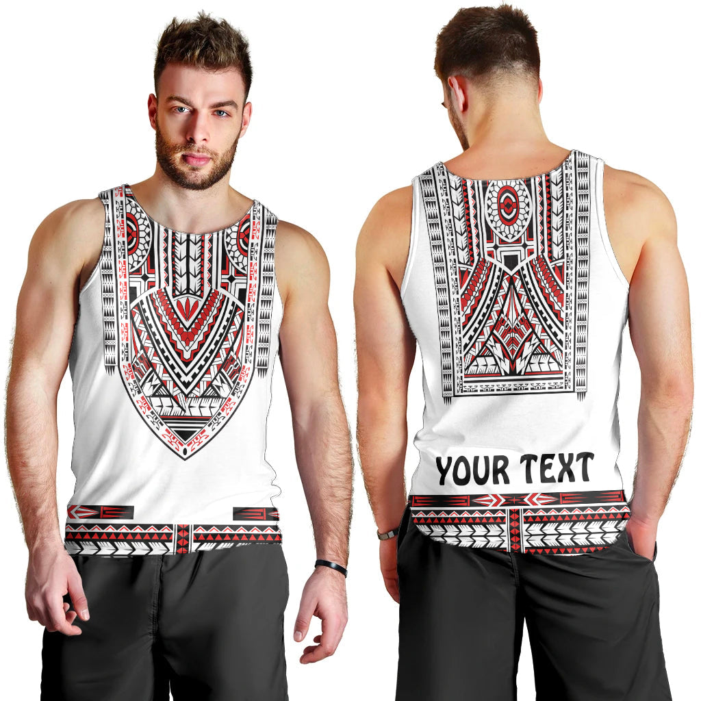 Custom Personalised Polynesian Men Tank Top Dashiki With Polynesian Tattoo Royal Version