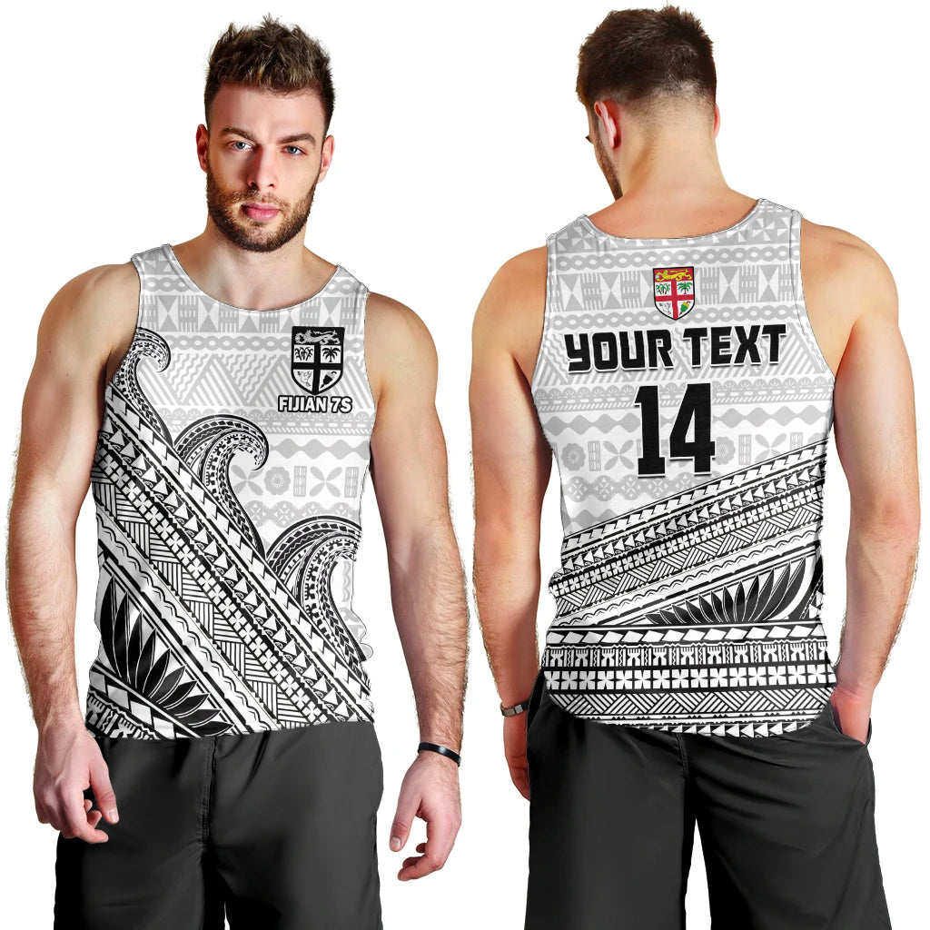 Custom Text And Number Fiji Sevens Rugby Men Tank Top Fijian 7s Tapa Polynesian Art