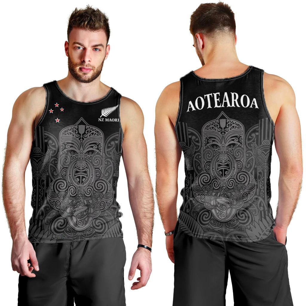 New Zealand Tiki Rugby Men Tank Top NZ Maori Koru Pattern