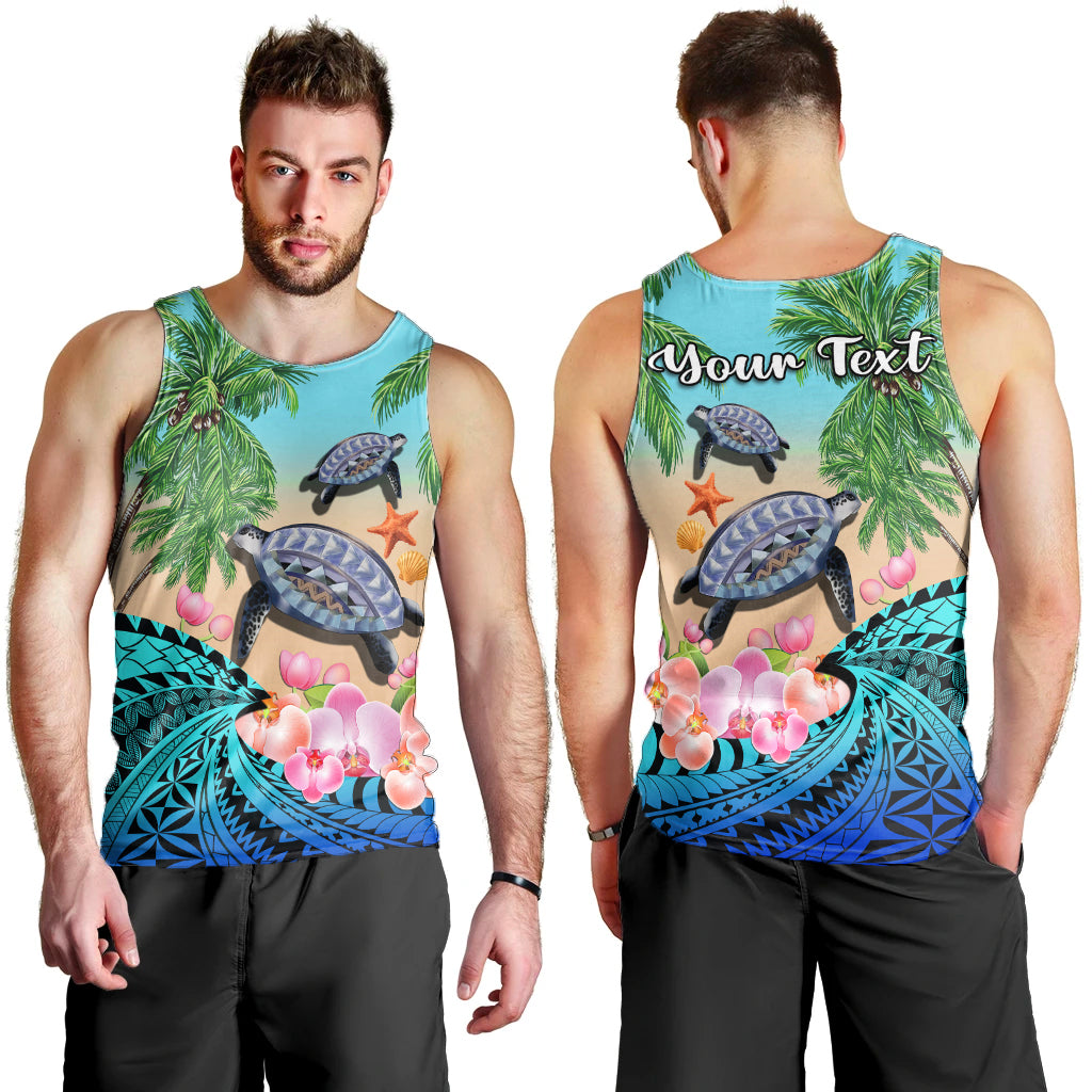 Custom Personalised Polynesian Turtle Coconut Tree And Orchids Men Tank Top