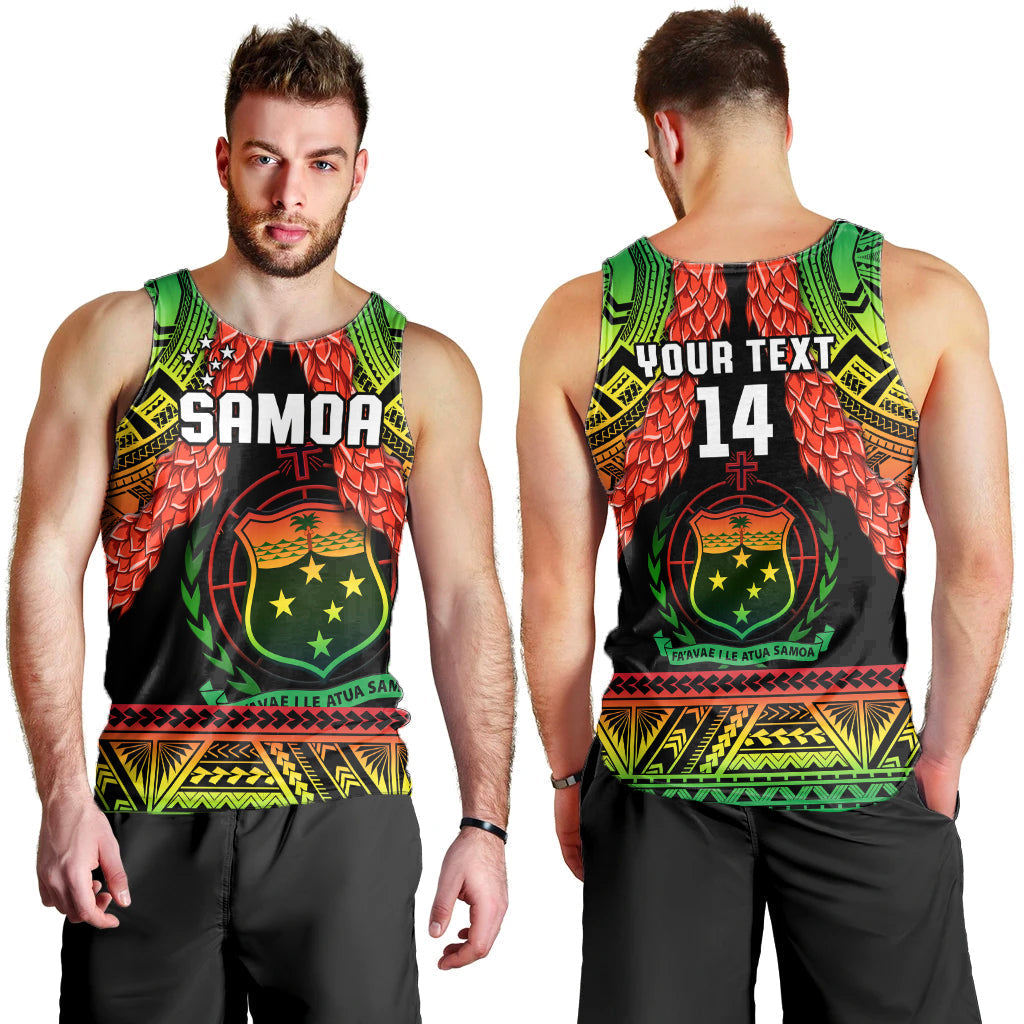 Custom Text And Number Samoa Rugby Men Tank Top Teuila Torch Ginger Gradient Style