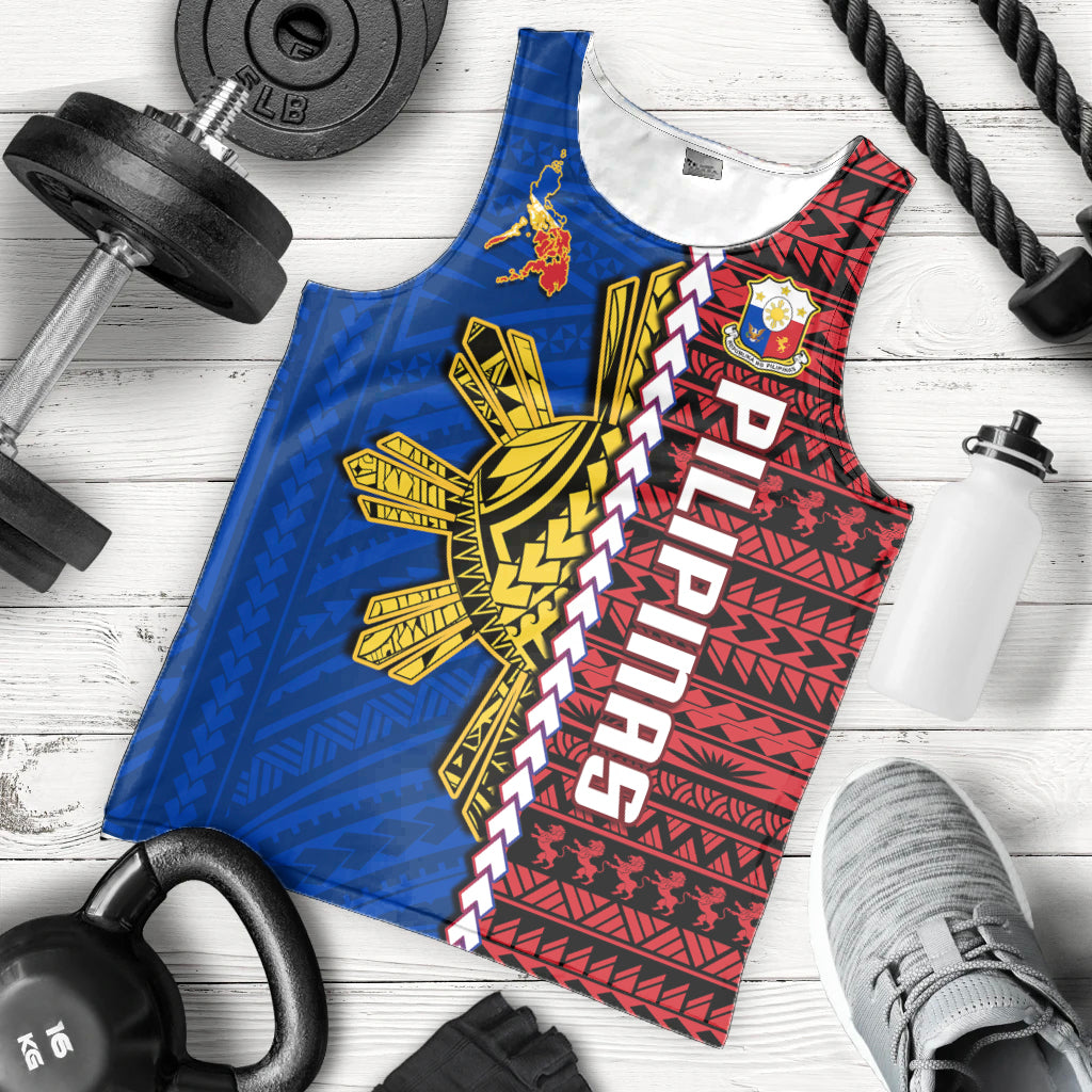 Philippines Men Tank Top Pilipinas Sun Mix Polynesian Pattern