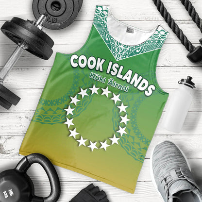 Custom Personalised Cook Islands Men Tank Top Circle Pattern Mix Sea Turtle Green Version