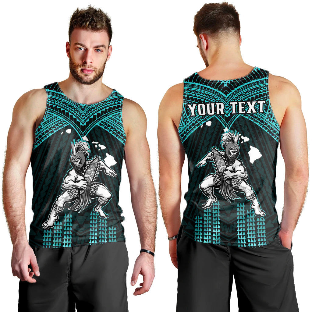Custom Personalised Hawaii Men Tank Top Hawaiian Warrior With Weapon Polynesian Ver.02