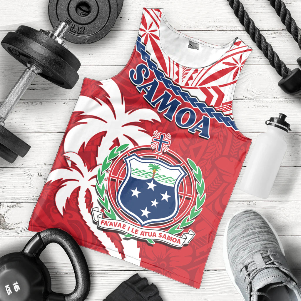 Samoa Men Tank Top Samoan Coat Of Arms With Coconut Red Style
