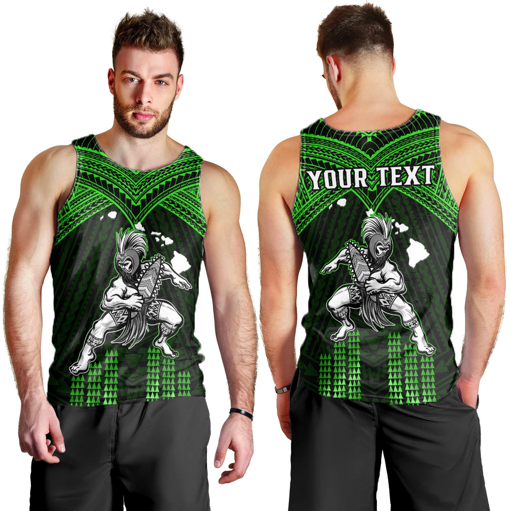 Custom Personalised Hawaii Men Tank Top Hawaiian Warrior With Weapon Polynesian Ver.03