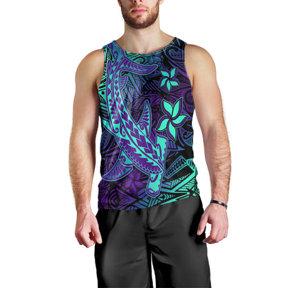 Custom Personalised Polynesian Men Tank Top Purple Paradise Hawaiian Tribal Hammerhead Shark