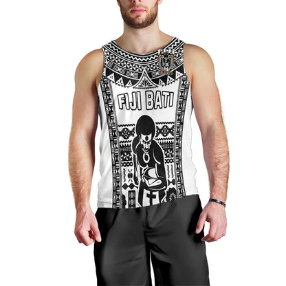 Custom Text And Number Fiji Rugby Men Tank Top Pacific The Bati Black Fijian Tapa