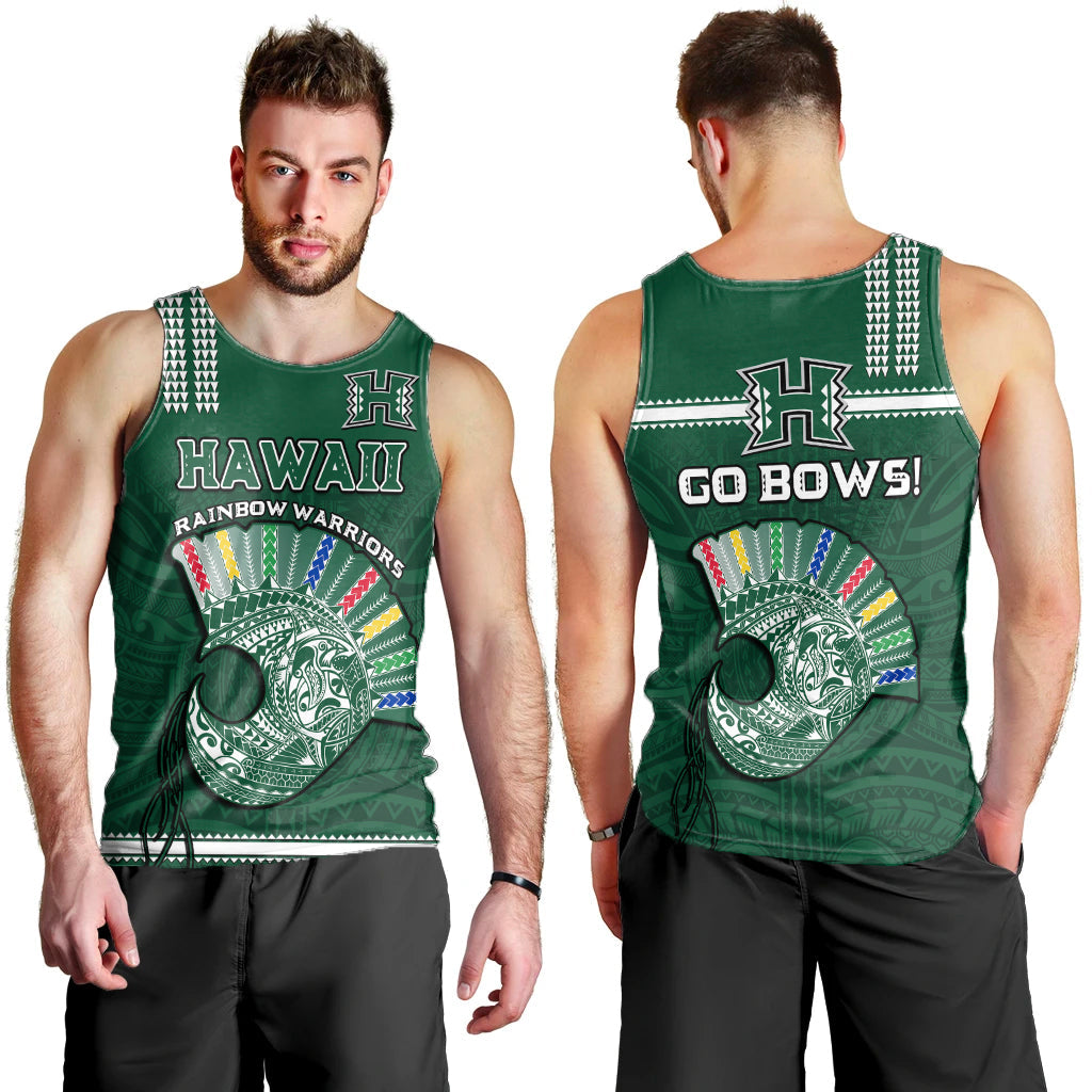 Hawaii Football Men Tank Top Kakau Rainbow Warriors Helmet Go Bows
