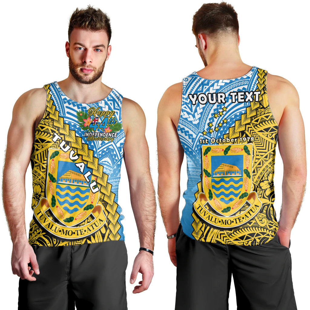 Custom Personalised Tuvalu 1978 Men Tank Top Happy 44th Independence Anniversary Polynesian Pattern