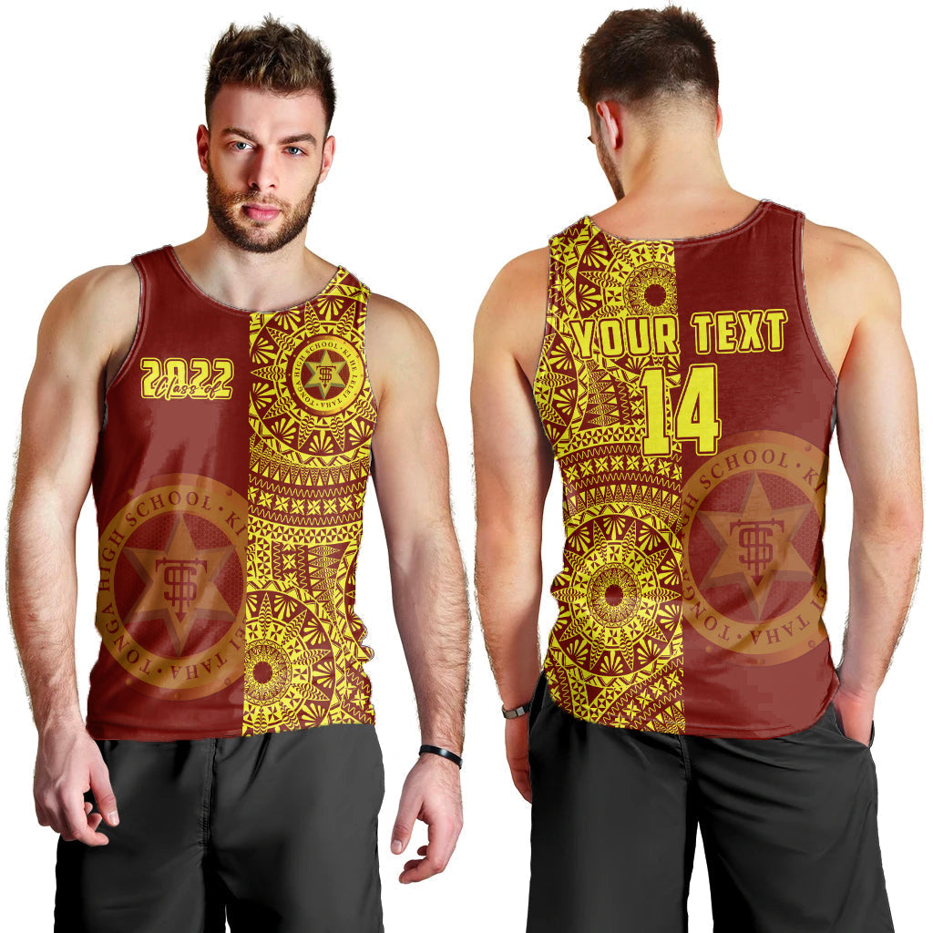 Custom Text And Number Tonga High School Men Tank Top Class Of Year Tongan Ngatu Pattern