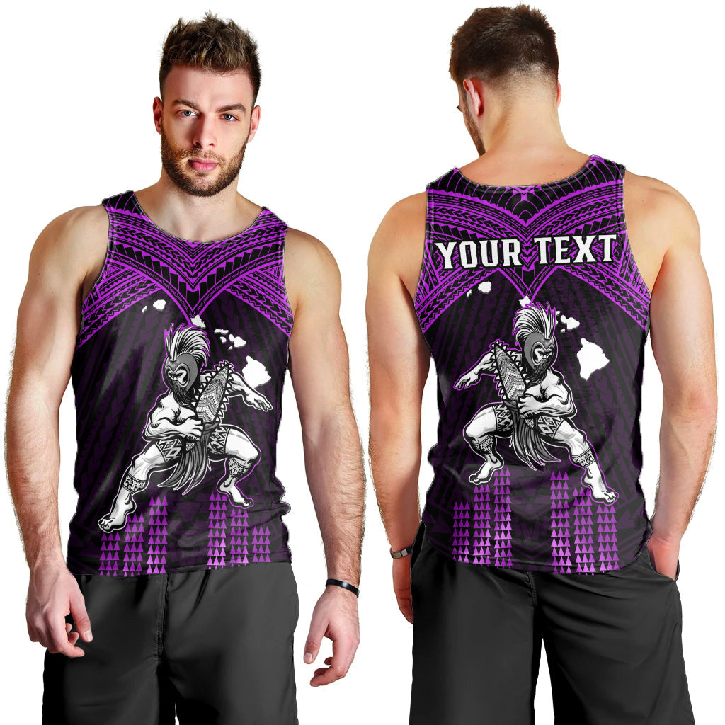 Custom Personalised Hawaii Men Tank Top Hawaiian Warrior With Weapon Polynesian Ver.04