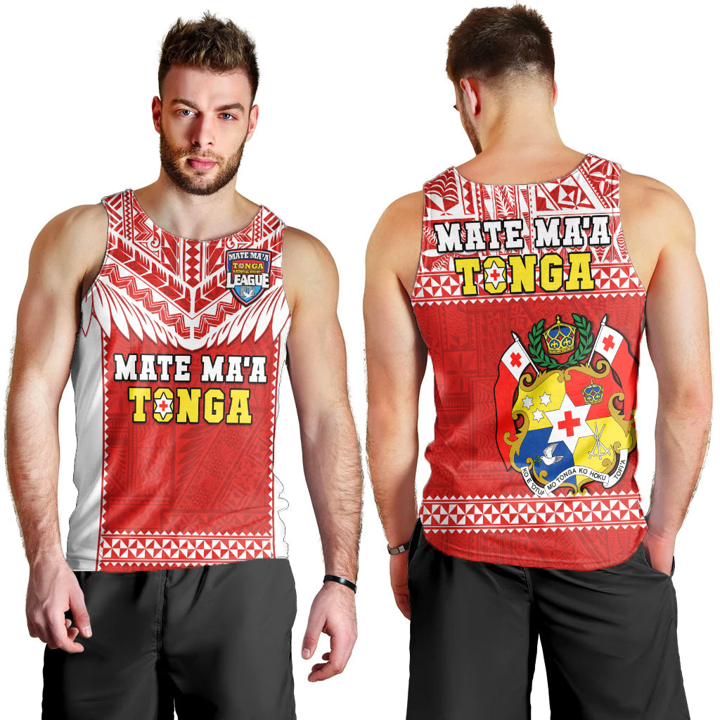 Tonga Rugby Men Tank Top Mate Maa Tonga Pacific Ngatu White