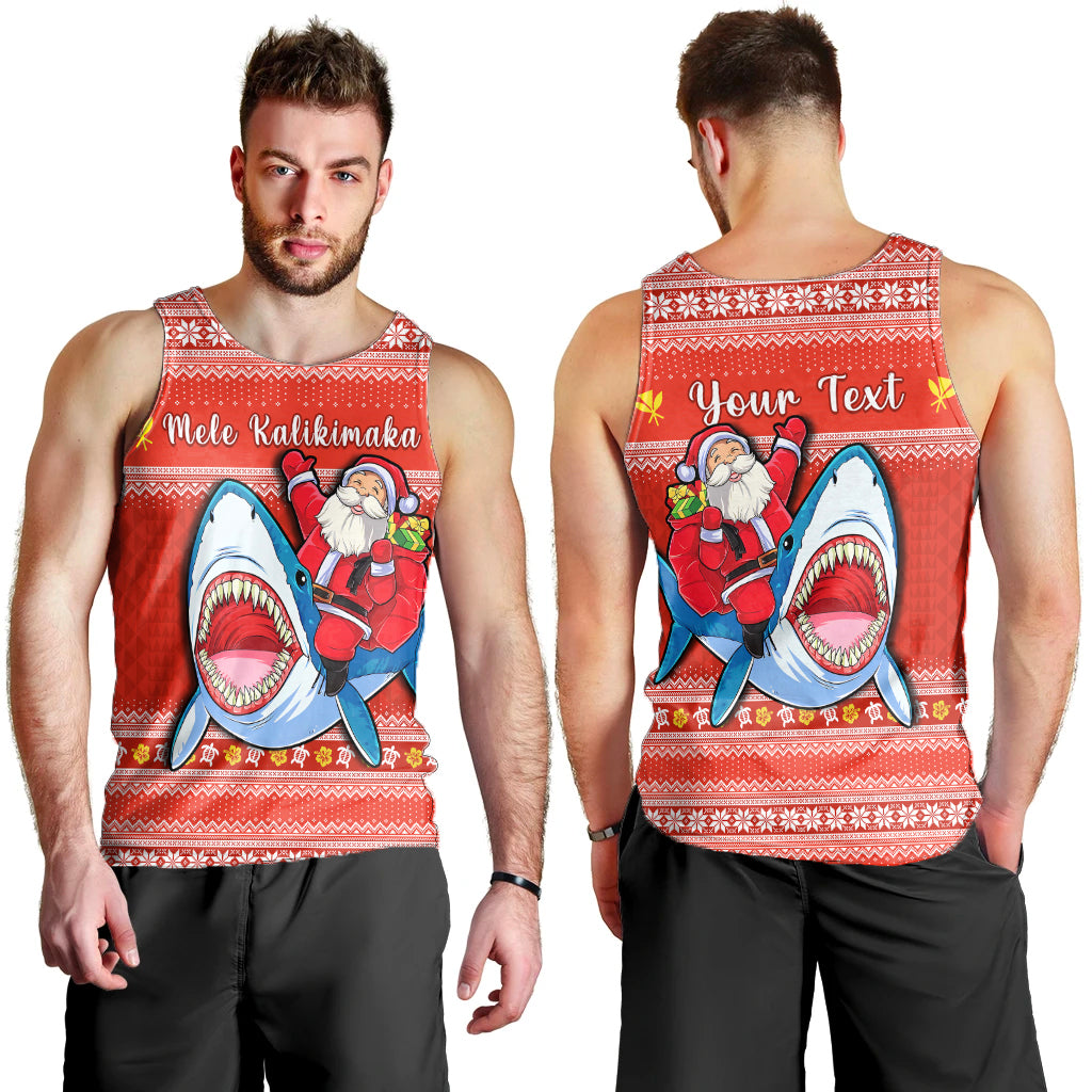 Custom Personalised Hawaii Christmas Men Tank Top Santa Shark Mele Kalikimaka Tribal