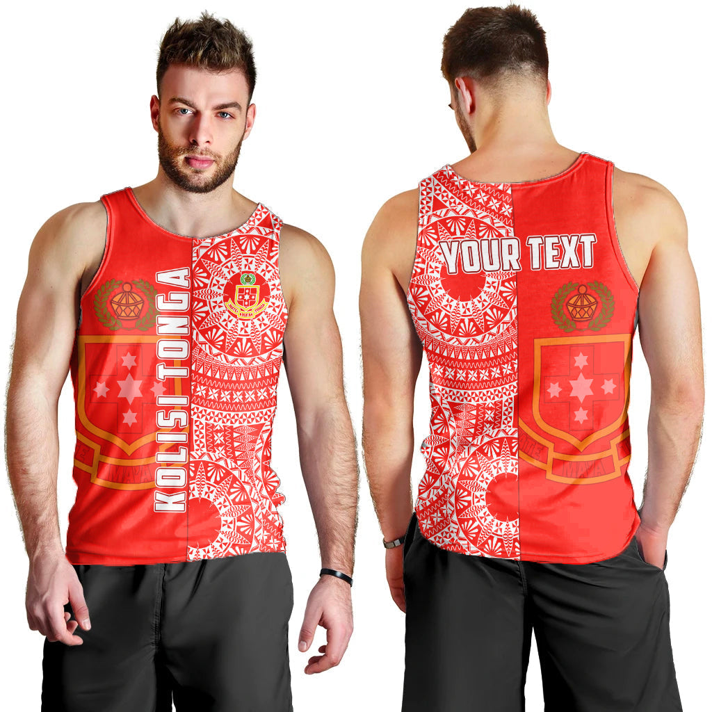 Custom Personalised Kolisi Tonga High School Men Tank Top Tongan Ngatu Pattern