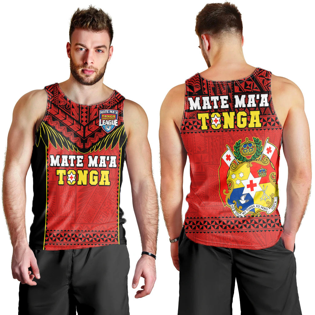 Tonga Rugby Men Tank Top Mate Maa Tonga Pacific Ngatu Black