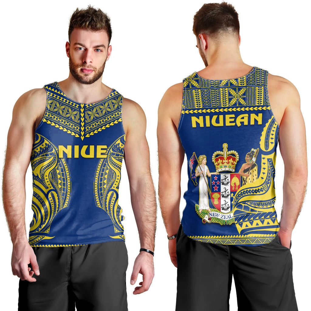 Niue Men Tank Top Hiapo Mix Polynesian Happy Constitution Day