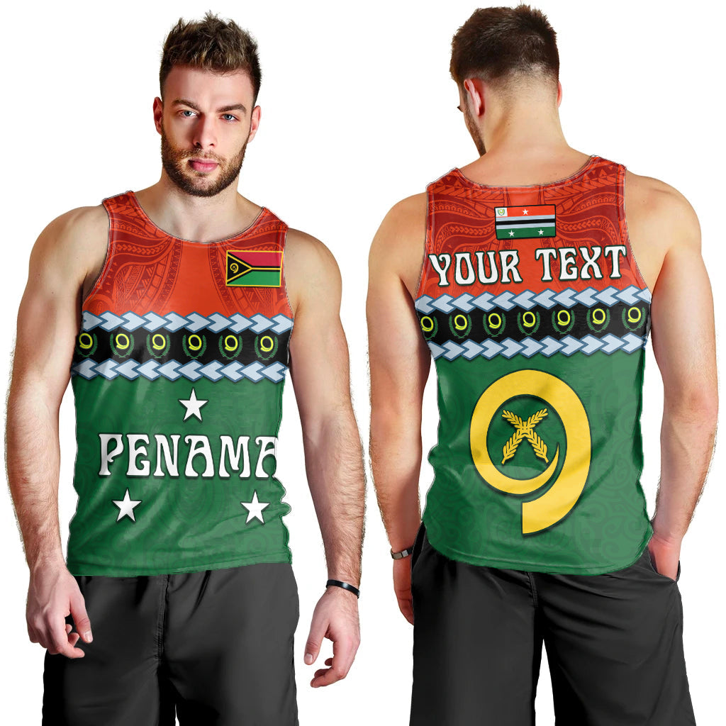 Custom Personalised Penama Province Men Tank Top Vanuatu Pig Tusk Polynesian Flag Style