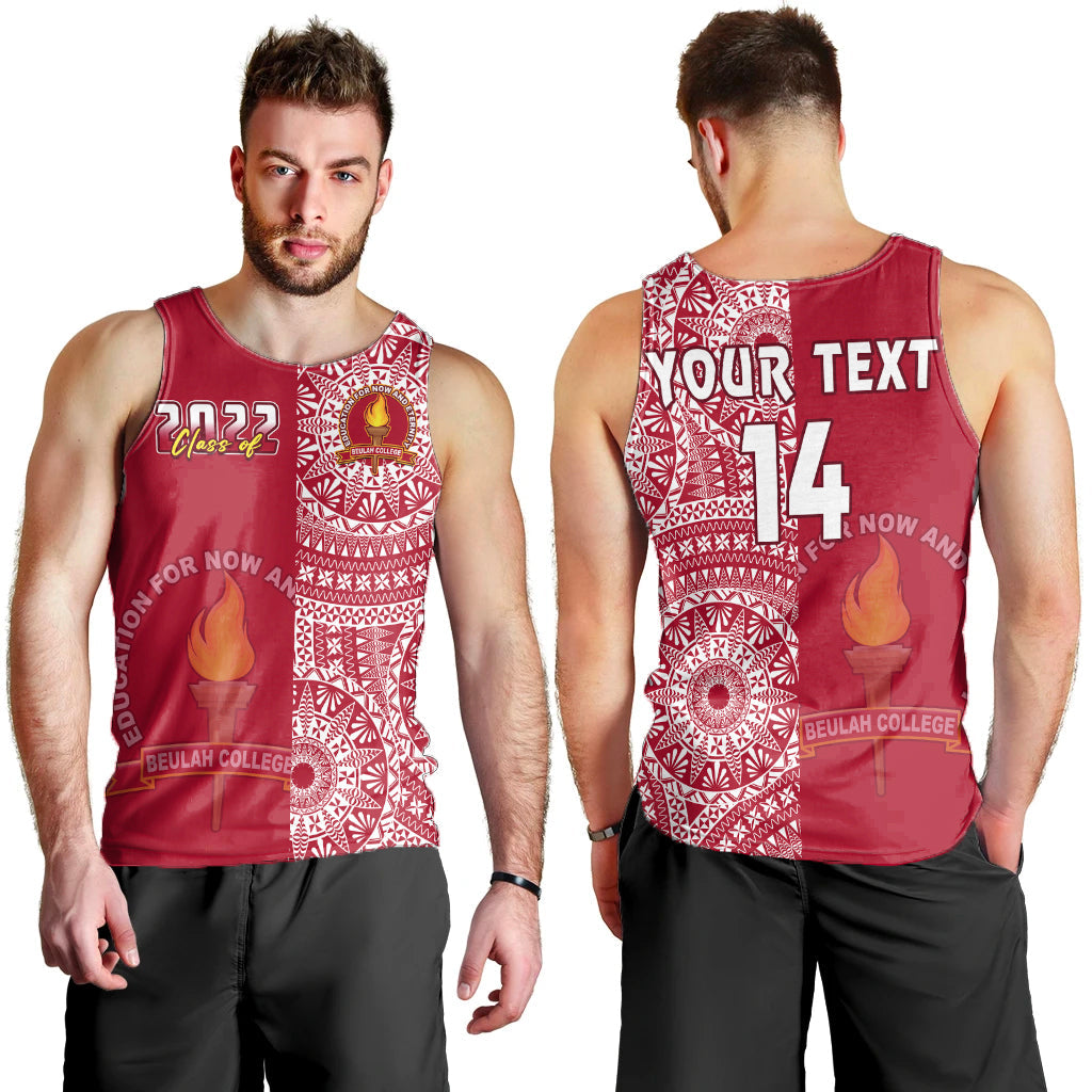 Custom Text And Number Beulah Tonga College Men Tank Top Class Of Year Tongan Ngatu Pattern