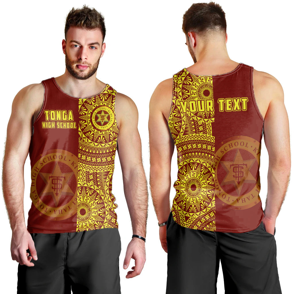Custom Personalised Tonga High School Men Tank Top Tongan Ngatu Pattern