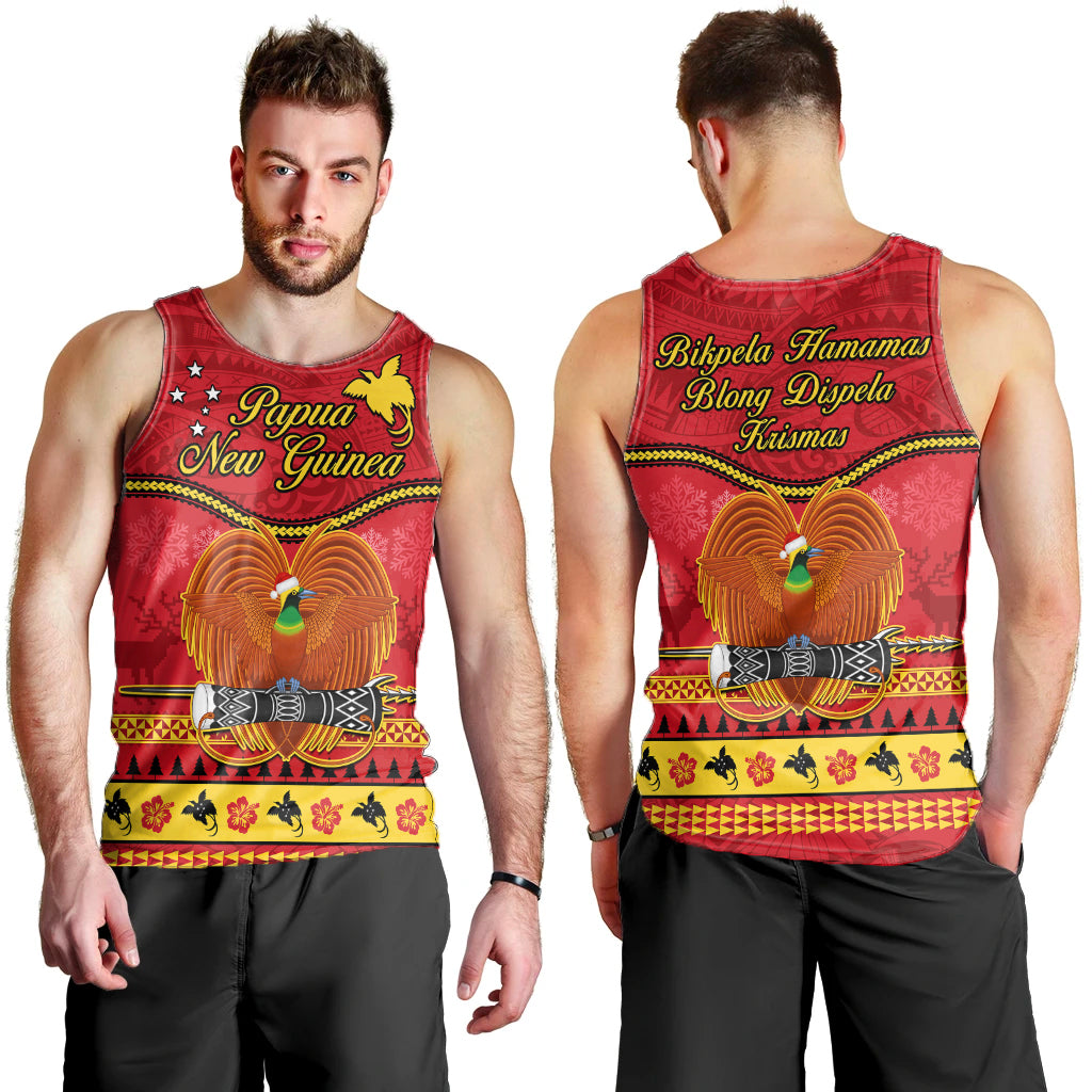 Papua New Guinea Christmas Men Tank Top Bird Of Paradise Bikpela Hamamas Blong Dispela Krismas