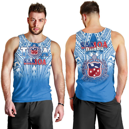 Samoa Rugby Men Tank Top Toa Samoa Polynesian Pacific Blue Version