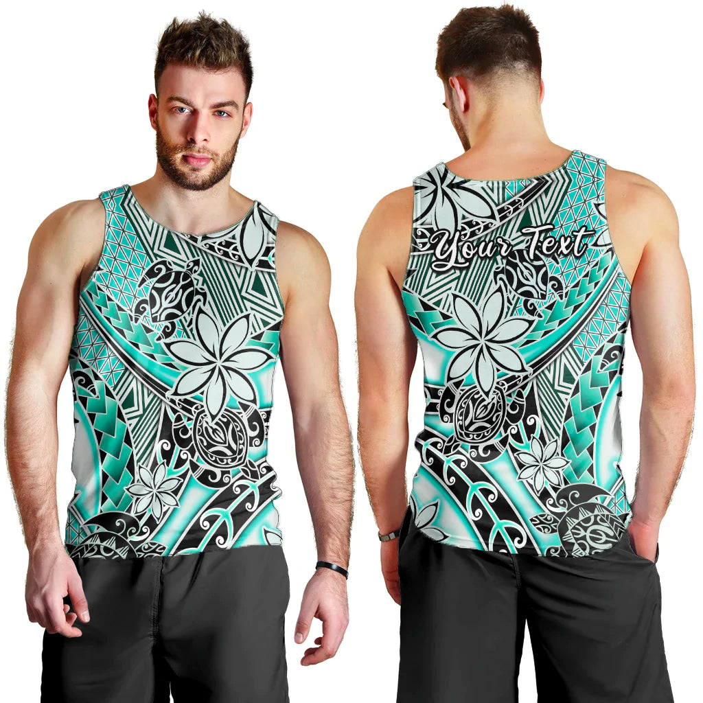 Custom Personalised Hawaii Men Tank Top Tribal Plumeria With Polynesian Turtle Ver.04