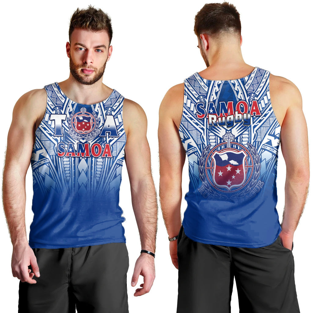 Samoa Rugby Men Tank Top Toa Samoa Polynesian Pacific Navy Version