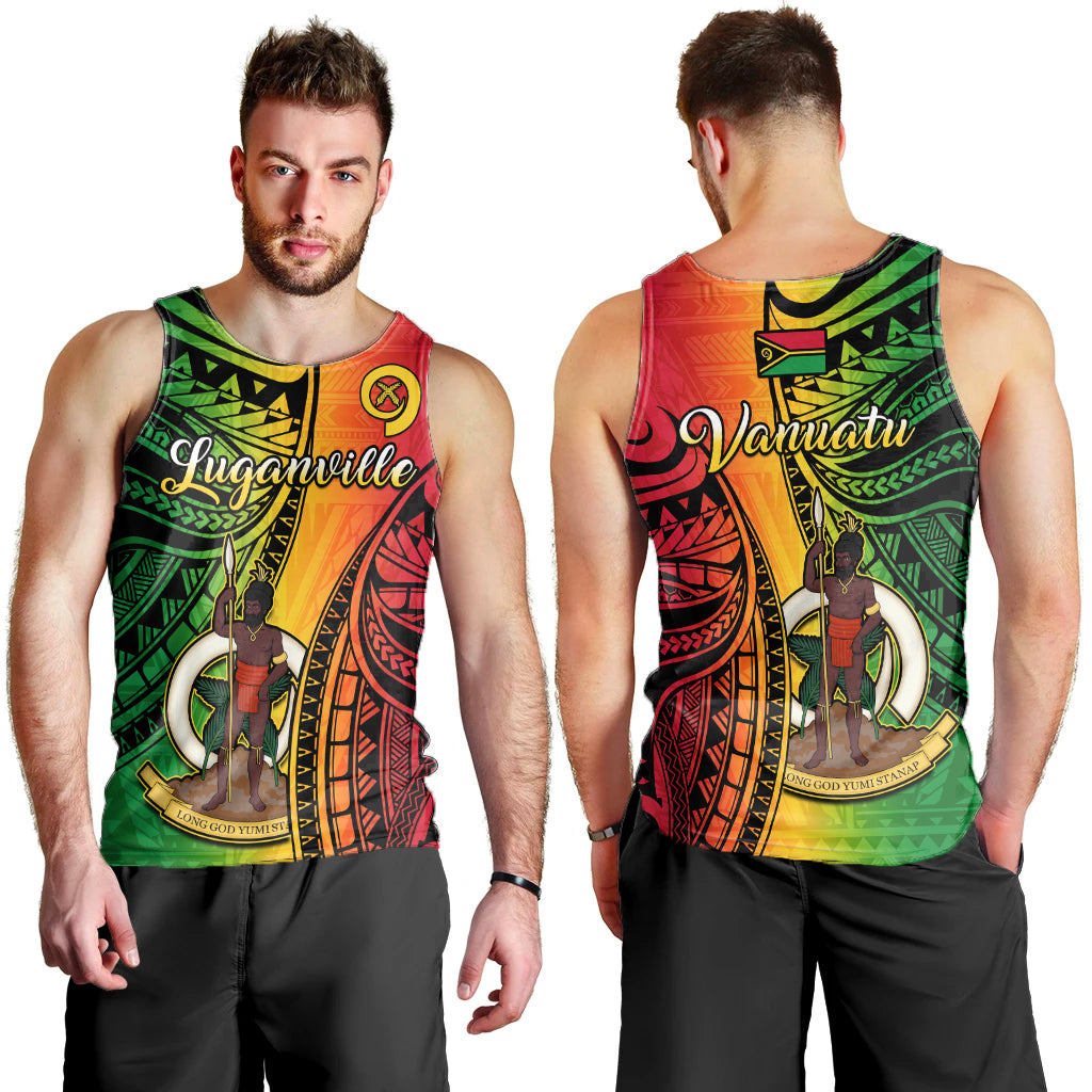 Vanuatu Men Tank Top Luganville Polynesian Reggae Coat Of Arms