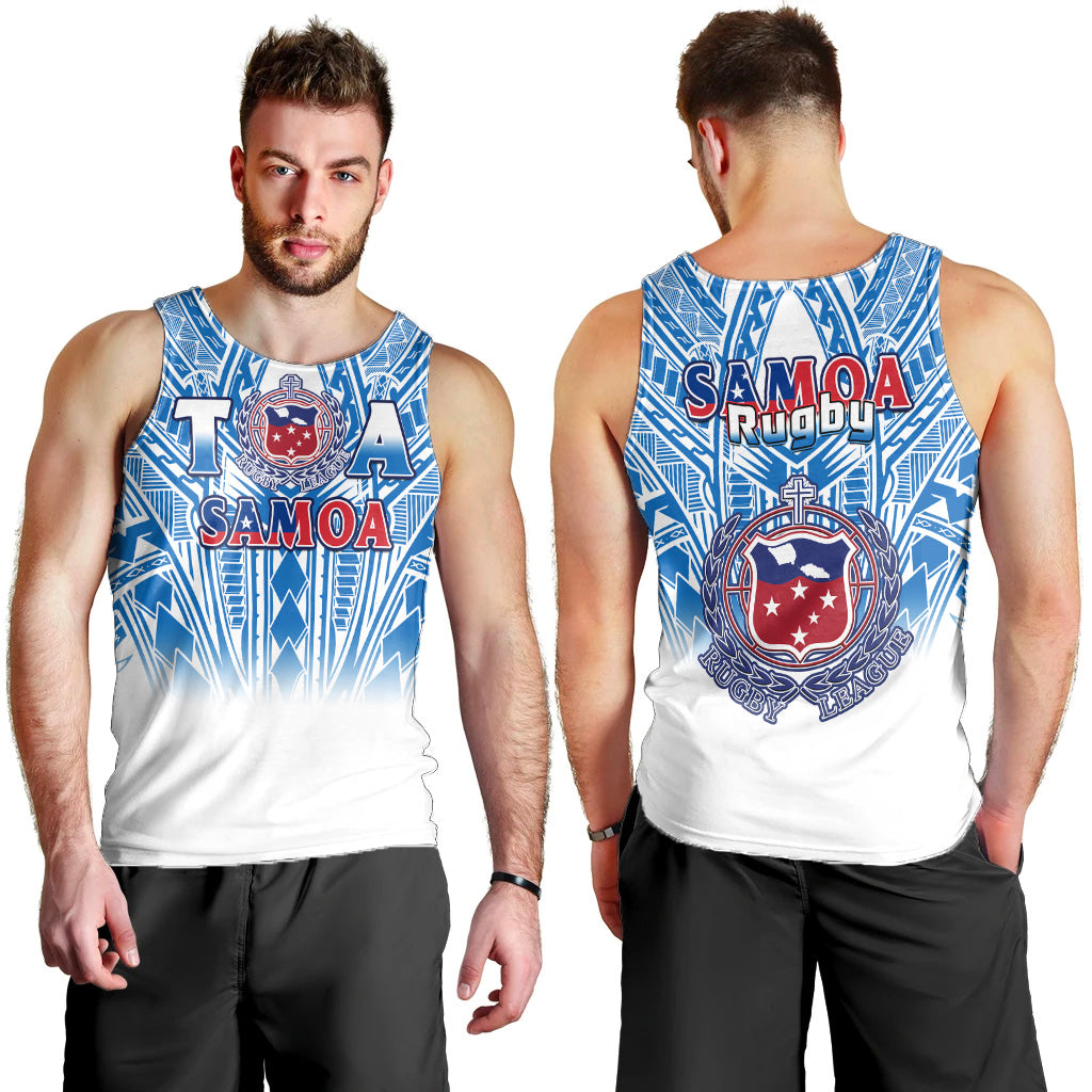 Samoa Rugby Men Tank Top Toa Samoa Polynesian Pacific White Version