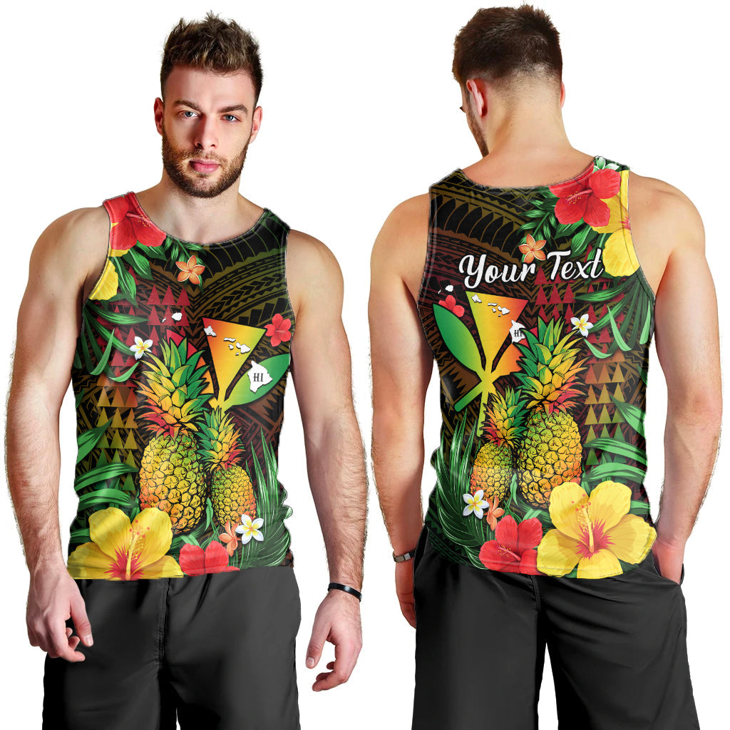 Custom Personalised Hawaii Men Tank Top Pineapple Mix Kakau Reggae Kanaka