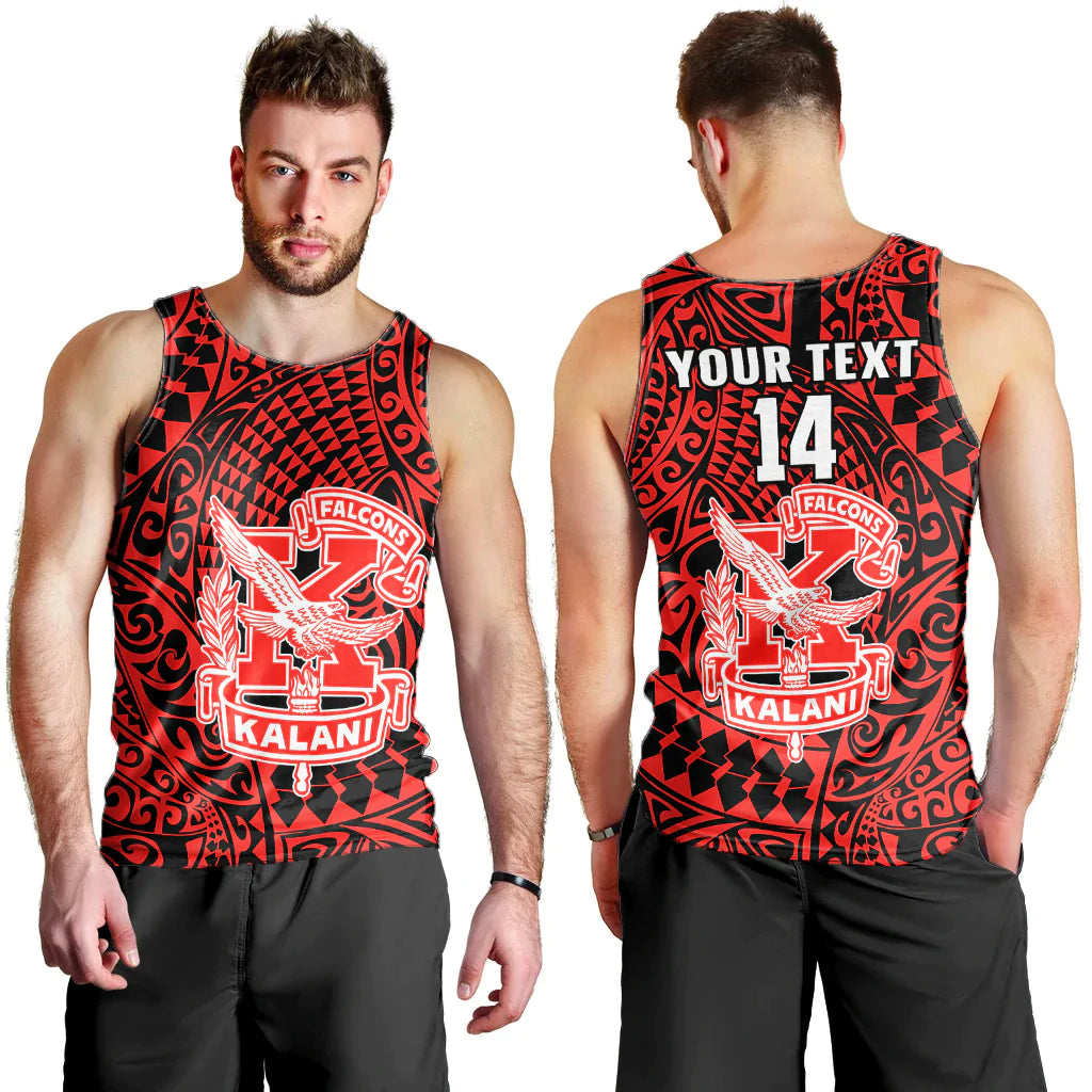 Custom Text And Number Hawaii Men Tank Top Kalani High School Tribal Kakau
